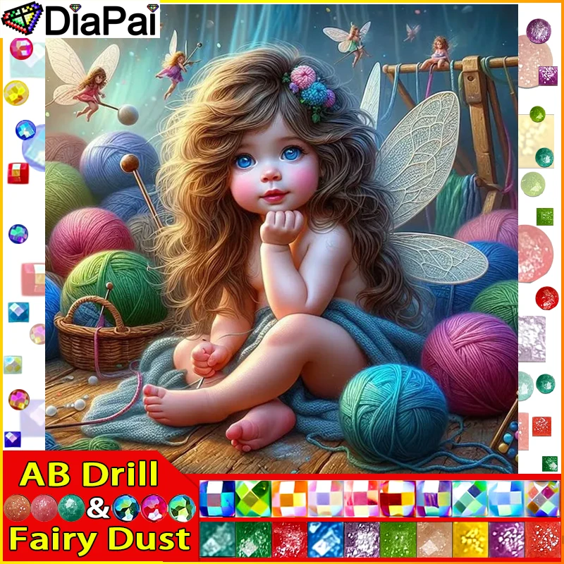 

DIAPAI Fairy Dust AB Полный бриллиант "Пряжа для девочек" DIY 5D Алмазная картина Вышивка крестиком Домашний декор Картина из горного хрусталя ручной работы