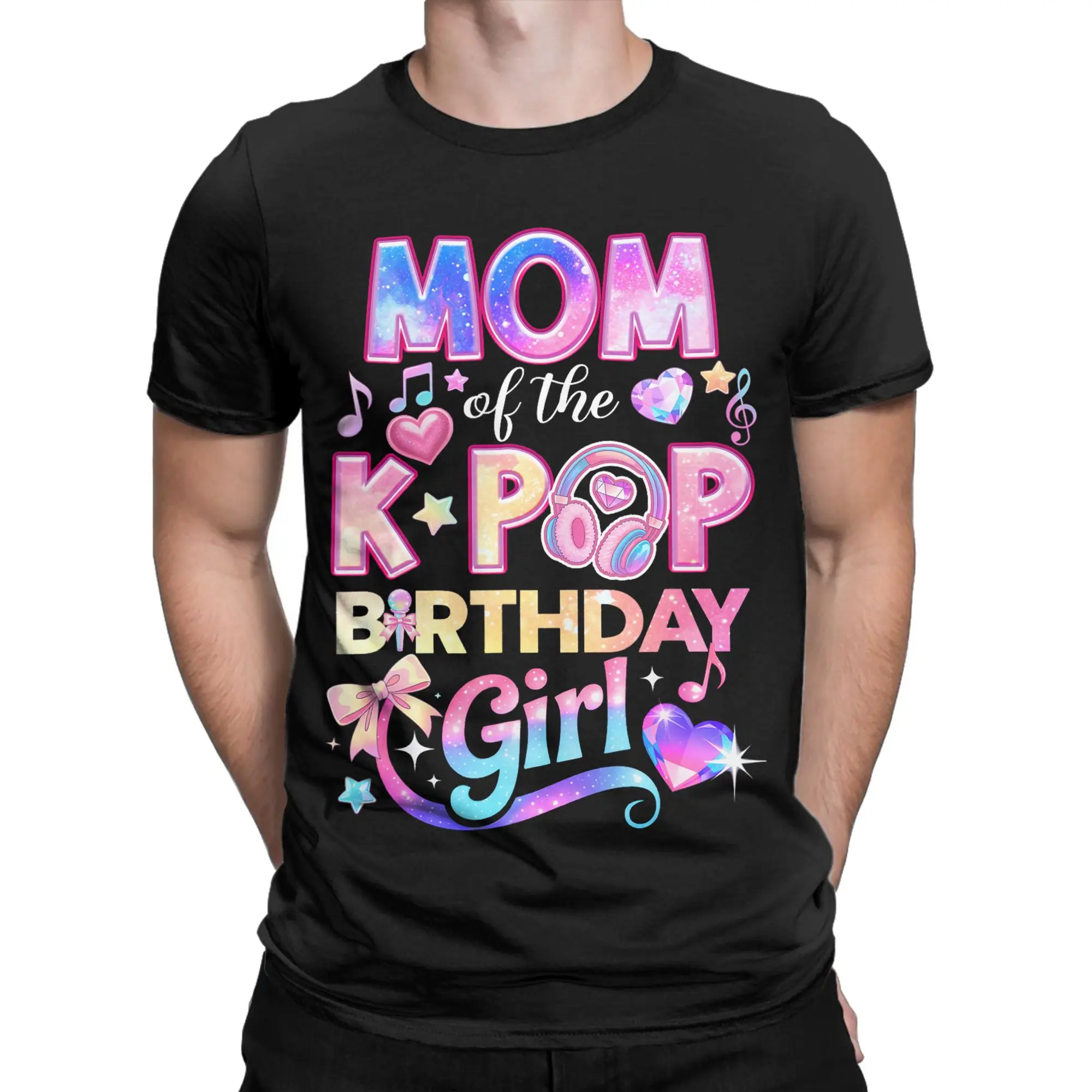 Herren T-Shirt „Mom of The K-Pop Birthday Girls“ für Musikliebhaber, Harajuku Sommer-T-Shirt, Street-Style, lässige Baumwollkleidung – Detail 3