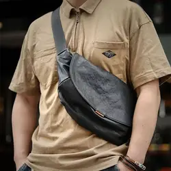 SENOFAN 2025 Cattlehide Chest Bag Casual Black Hobos Messenger Crossbody Bags Men Real Cowhide Male Shoulder Sling Waist Bags