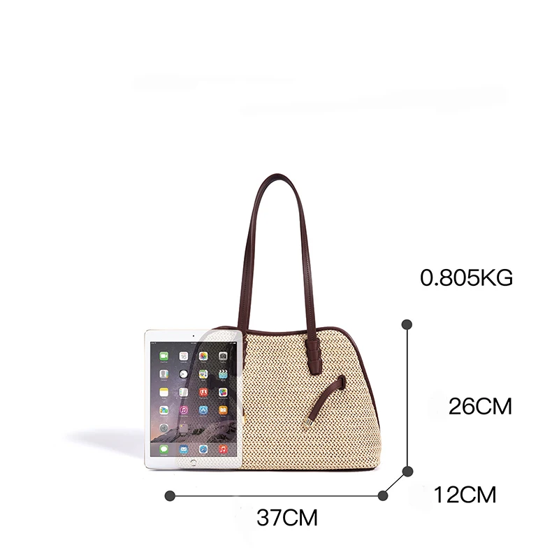 2026 New Summer Export Openwork Straw Woven Bucket Bag Spacious Lightweight Shoulder Crossbody Beach Vacation Handmade Handbag