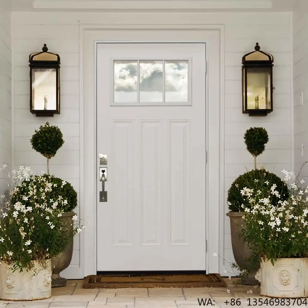 Solid Wood French Design Door Frame with Push and Pull Function Wholesale Jamb for Hotel Bathroom Villa Applications