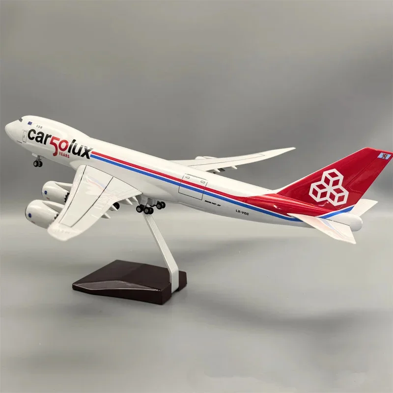 47CM 747-8F Luxembourg Cargo Airlines Plane Transport Diecast  Airplanes Resin Plane Model Toys Collection Fans