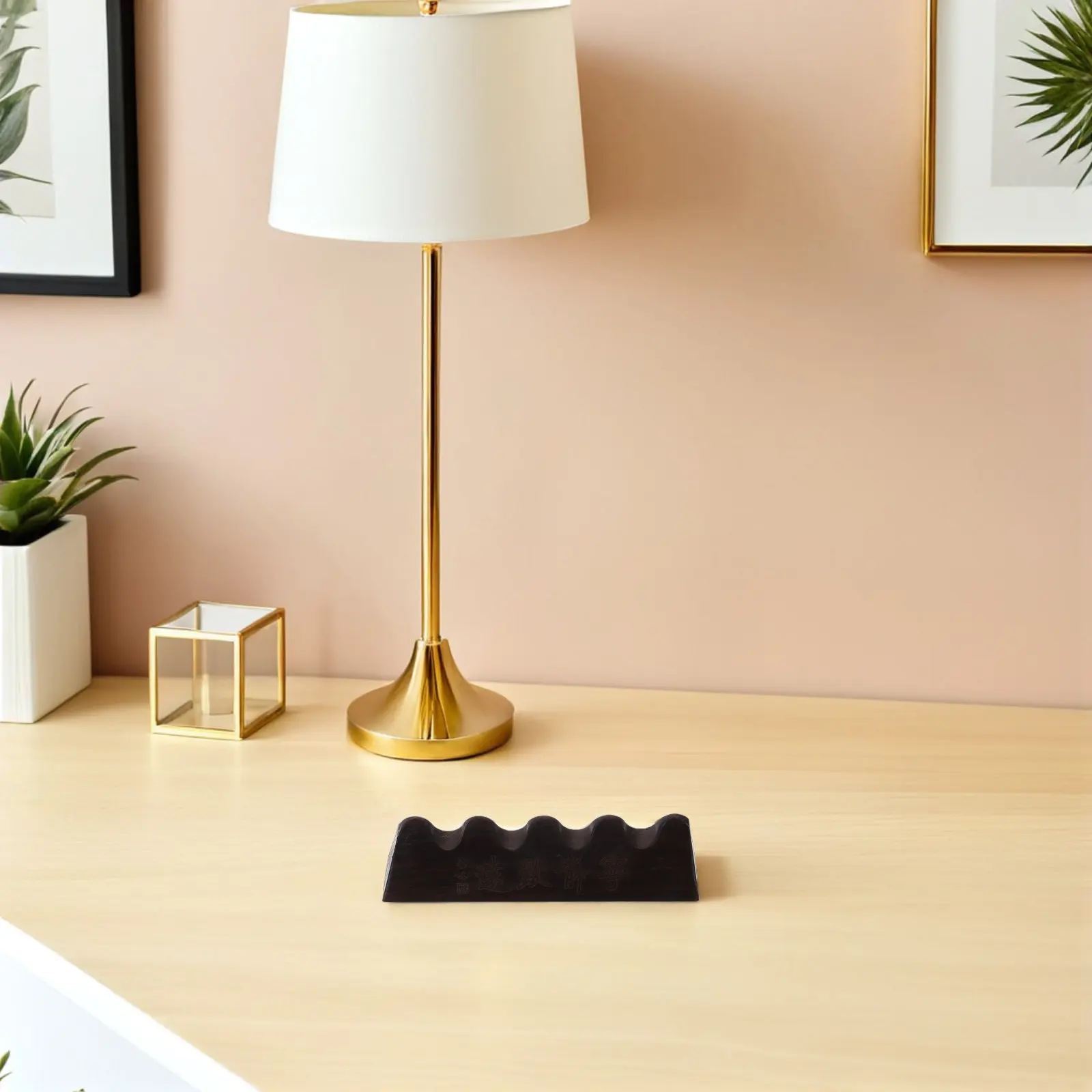 2Pcs Wood Chinese Ink Brush Rest Vintage Style Painting Brush Holder Stable Support Gentle Surface Protection Watercolor