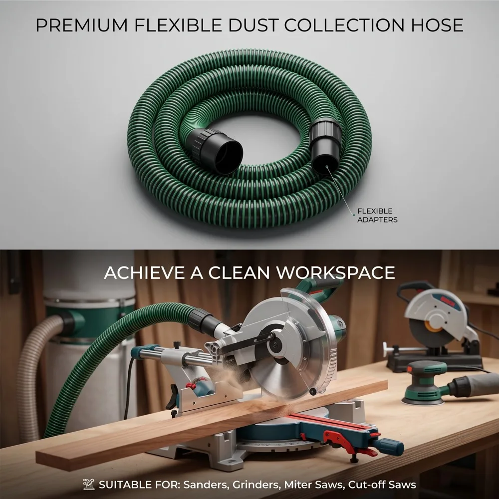 Anti-Static 35mm OD Flexible Corrugated Dust Hose for Woodworking Fits Table/Circular Saws & Sanders view 5