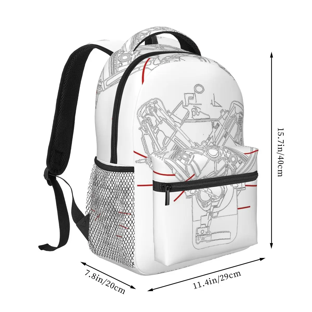 Damaged V8 Engine Diagram Backpacks Boys Girls Bookbag Children School Bags Cartoon Travel Rucksack Shoulder Bag Large Capacity