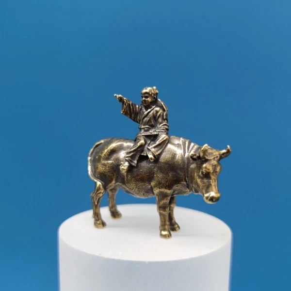 Brass Bull Riding Cowboy Aquatic Terarium Micro Landscape Bonsai Scenery Rockery Figurine Ornament
