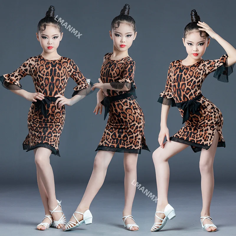 Girls Professional Latin dancing dress Kids Ballroom Salsa Dance wear clothing Children's Competitions Latin Stage wear clothes