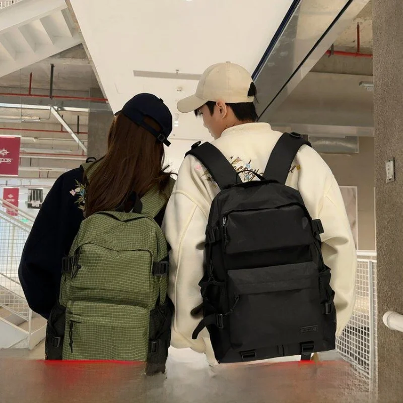 Large Capacity Plaid Laptop Bag Unisex Student Backpack Workwear Shoulder Bag Nylon Material Waterproof Youth Fashion Commute...