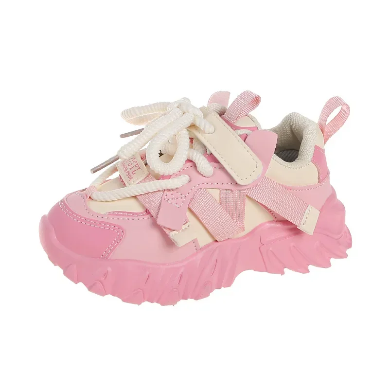 New Arrival Children Sneakers Pretty Silhouette Girl Running Shoes Pink Black Khaki Trendy Kids Shoes Boys Training Shoes