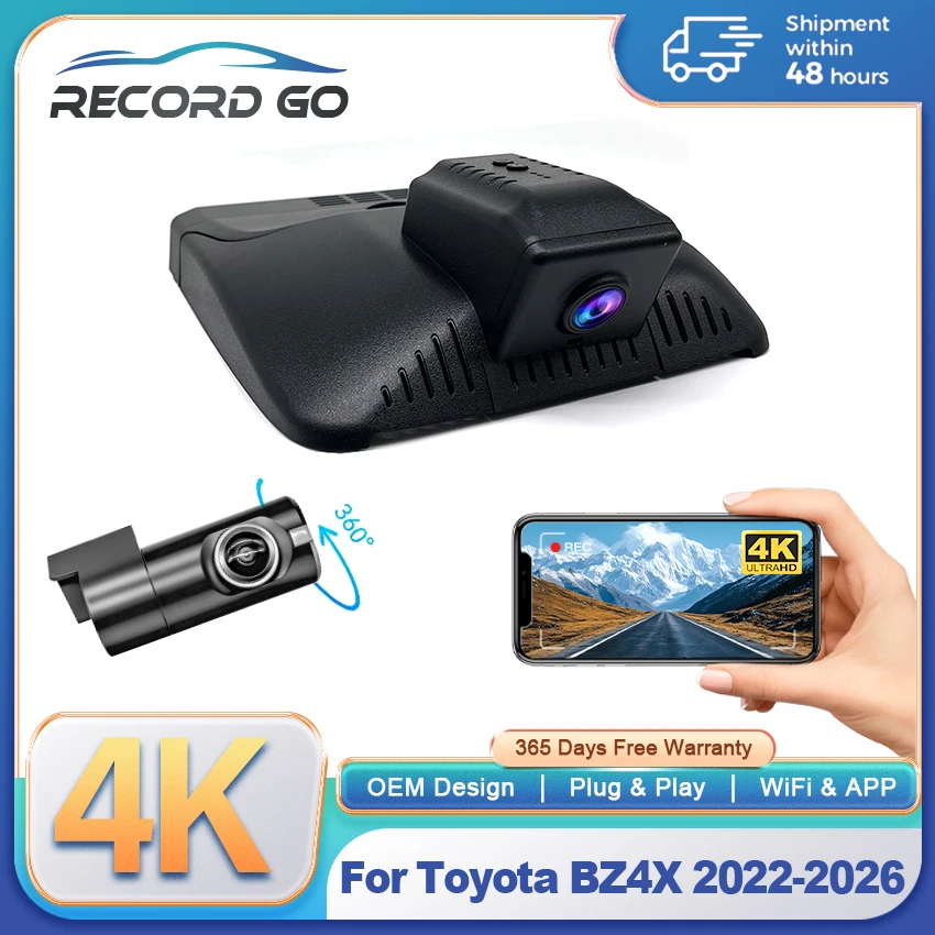 For Toyota BZ4X 2022-2026 Front and Rear 4K Dash Cam for Car Camera Recorder Dashcam WIFI Car Dvr Recording Devices Accessories