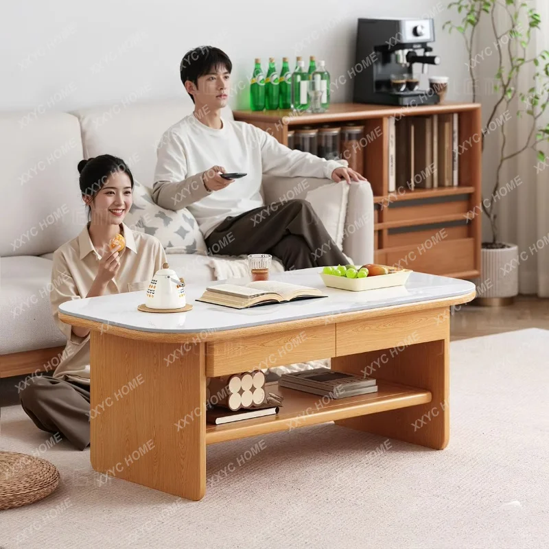 XXLiving room sofa solid wood coffee table high-end minimalist small balcony tea table