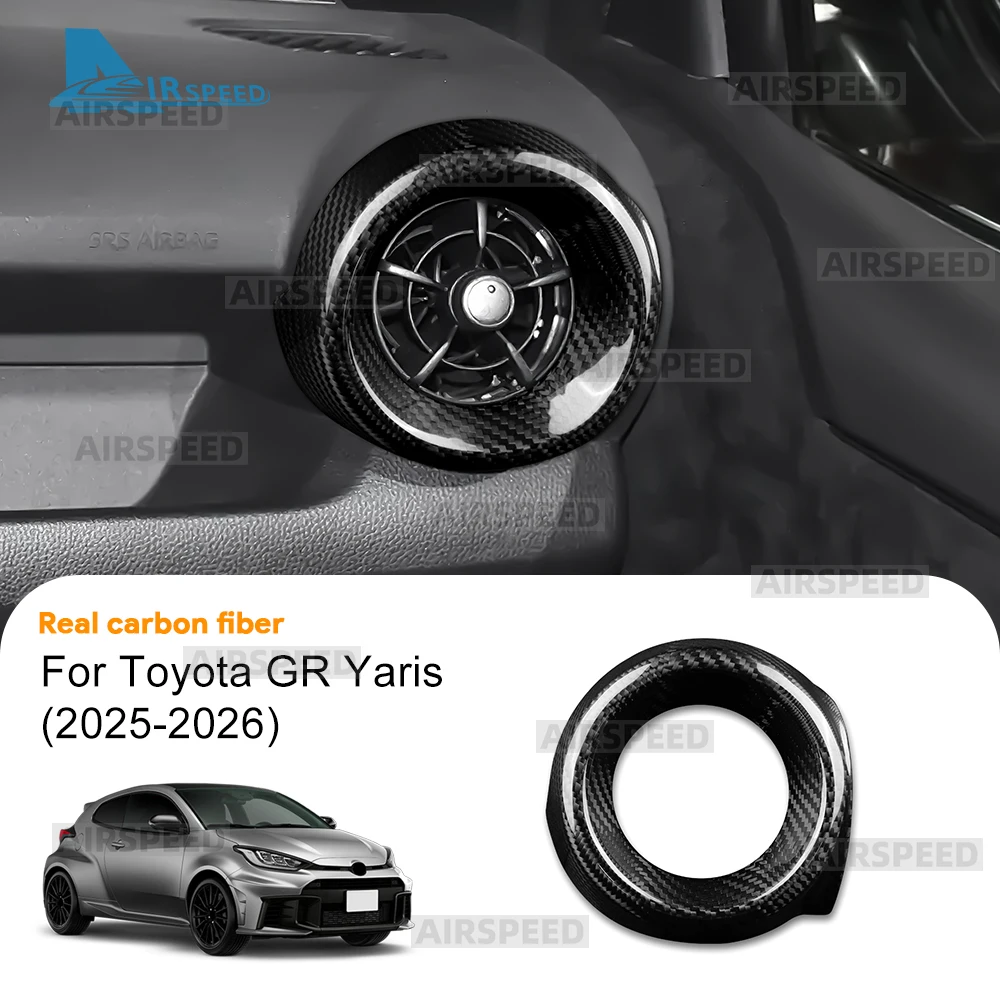 

Наклейка из настоящего сухого карбона для Toyota GR Yaris 2025 2026 (леворульный автомобиль), накладка на внутреннюю крышку воздуховода со стороны водителя и пассажира