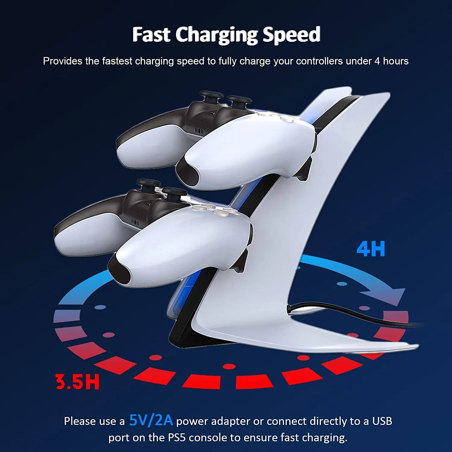 Charging Station For PS5 Console DualSense Controller Dual USB Fast Chargers Dock for Sony Playstation 5 Gamepads Accessories