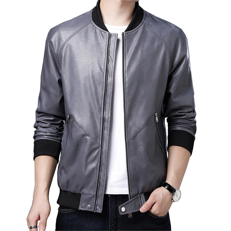 

New PU leather jacket for men Korean style trendy and handsome young men motorcycle casual baseball uniform large size ceketler