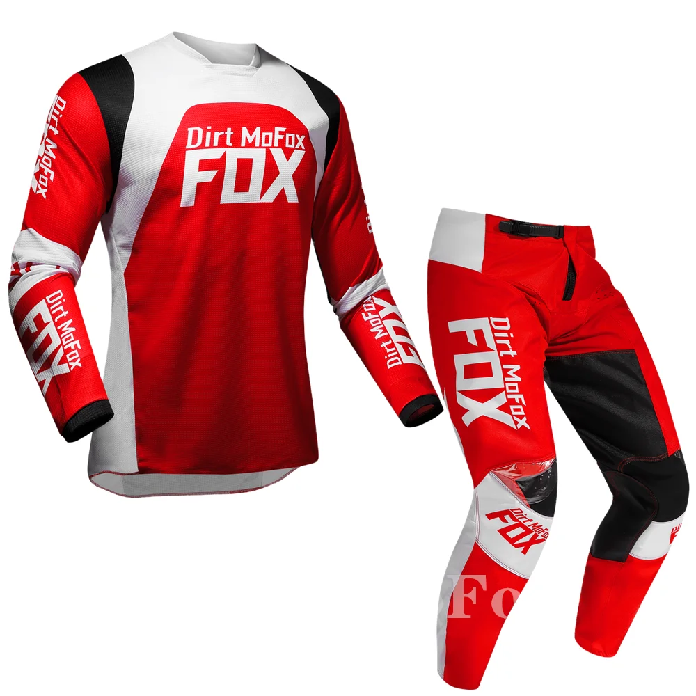 

Moto 180 360 Trice Lux Gear Set New Dirt MoFox Jersey Pants MTB Bike Kits Mountain Bicycle Offroad Red White Suit Mens