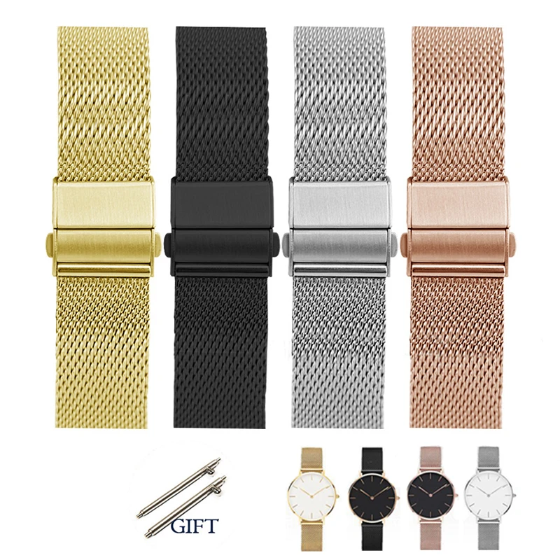 0.6 Mesh Milanese Stainless Steel Watch Strap 16mm 18mm 20mm 22mm Quick Release Metal Watch Band Universal Replacement Bracelet