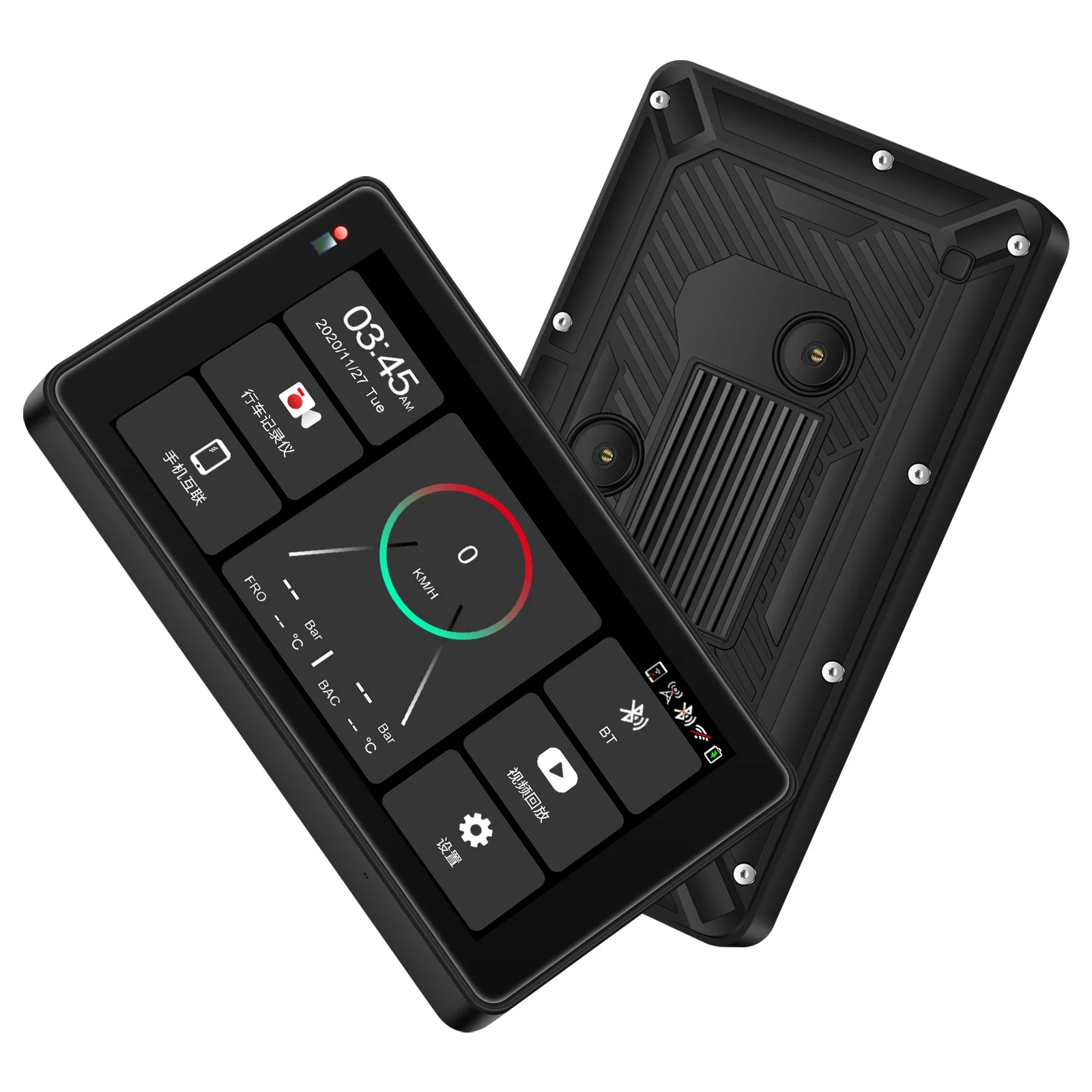 Waterproof Motorcycle Navigation  Device Wireless CarPlay Android Auto  Front Back DVR