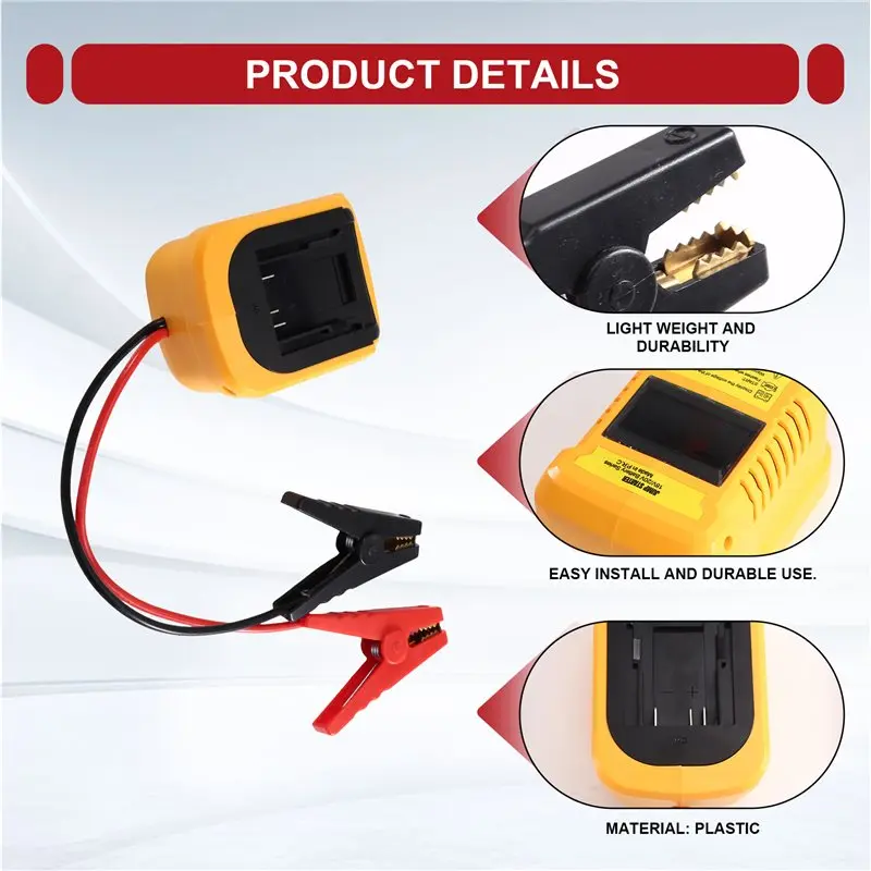 Jumper Cables Adapter Portable Battery Starter Auto Booster Cables Car Igniter With Display For 20V Battery-AS55
