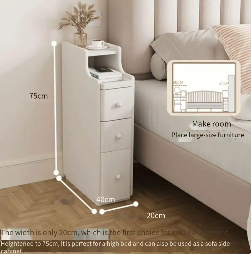 For Bedside table Small very narrow bedside crevice cabinet Household bedroom 20 cm narrow cabinet Bedside shelf