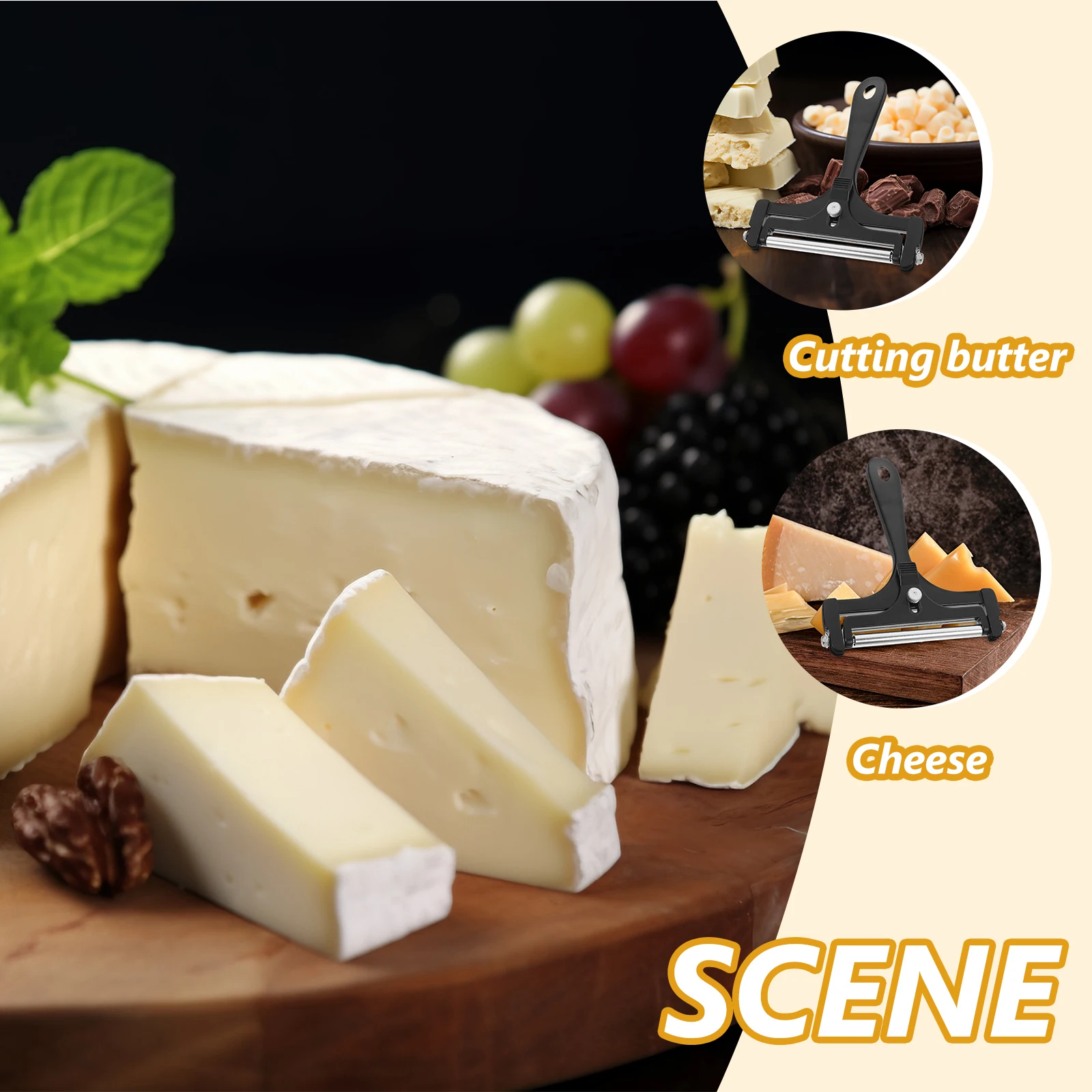 

Wire Slicer Cutting Tool For Block Cheese Butter Handheld Portable Sturdy Lightweight Compact Design Space Saving