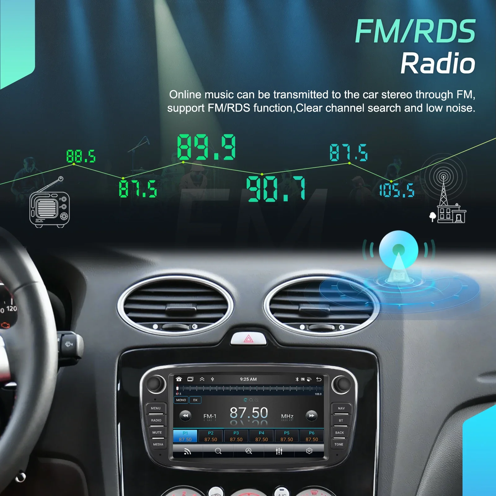 2025 Podofo 7 ''IPS شاشة تعمل باللمس 4 + 64GB CarPlay راديو السيارة أندرويد السيارات GPS/WiFi/BT/FM/RDS لفورد فوكس مونديو C-MAX S-MAX #4