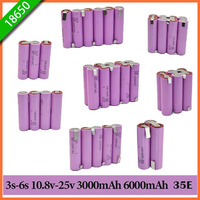 2S1P-6S2P 18650 35E 3500mAh 7000mAh 7.4V 12.6V 14.8V 18V 25.2V 29.6V Pour Batteries De Tournevis Soudure 18650 Batterie