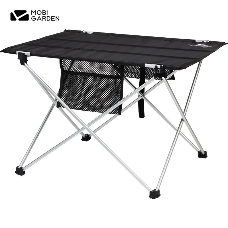 MOBI GARDEN Outdoor Folding Cloth Table Portable 1680D Oxford Cloth Aluminum Bracket Table With Side Pocket Camping Picnic Table