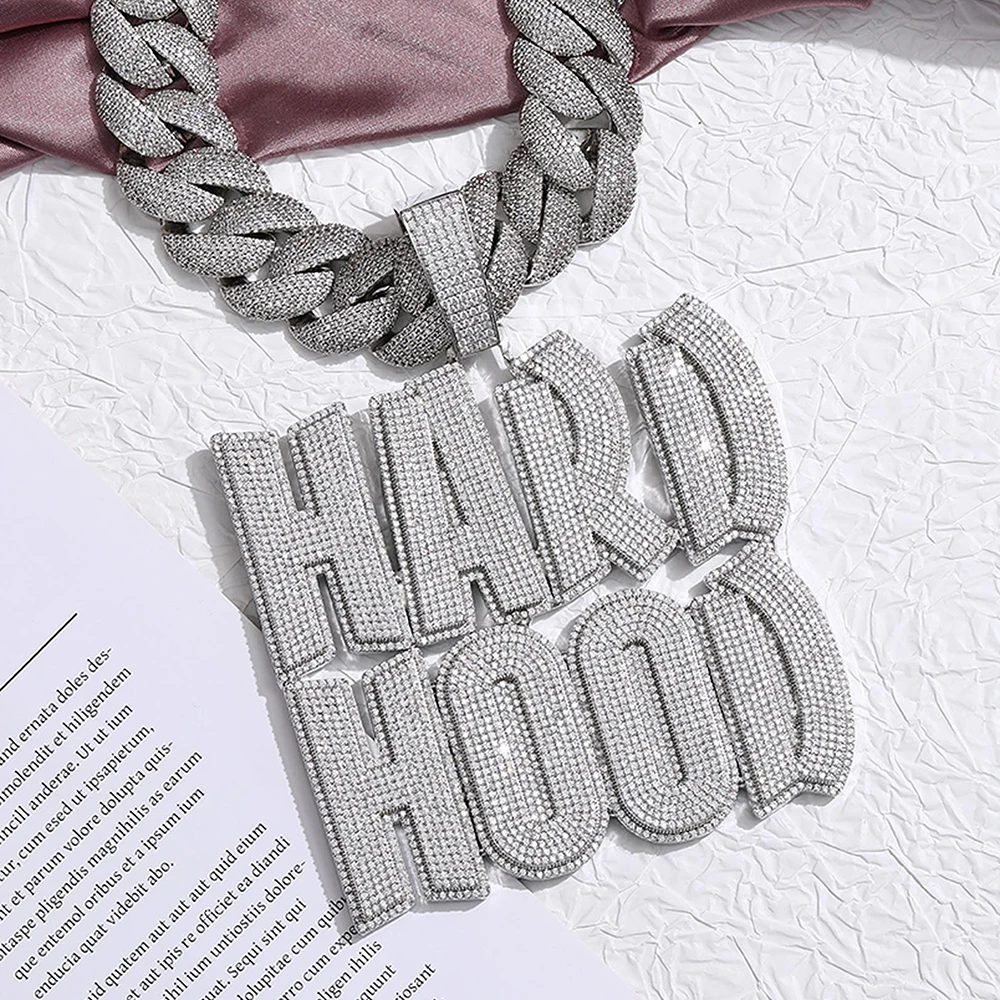 

ICE CHARMI Custom Cubic Zirconiz Name Pendant Cuban Chain Personalized Hiphop Necklace Choker Luxury Exquiaite Jewelry Rapper