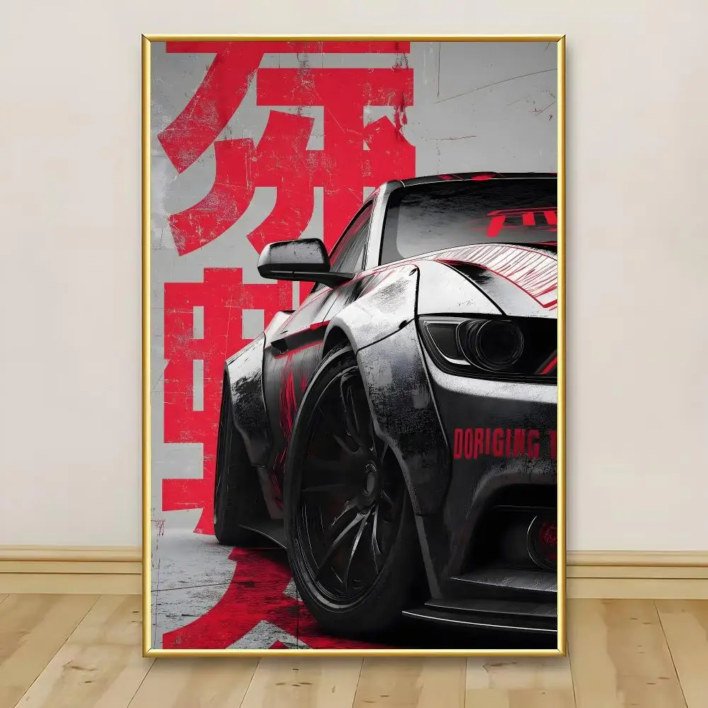 Retro Cool M-MuStangS-B Painting Calligraphy Canvas Painting Art For Bathroom, Living Room Home Wall Decor Picture