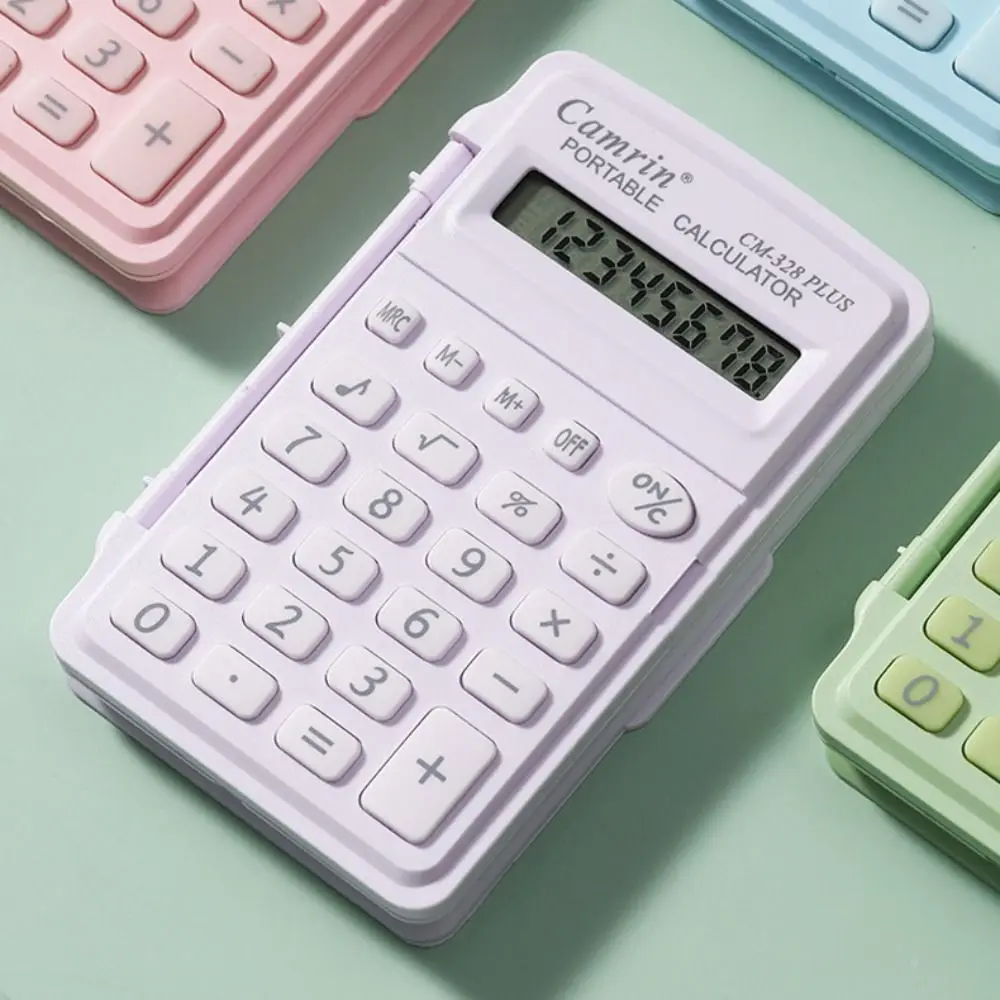 

8 Digits Mini Flip Calculator Lightweight Small Mini Scientific Calculator Portable Candy Color Student Stationery