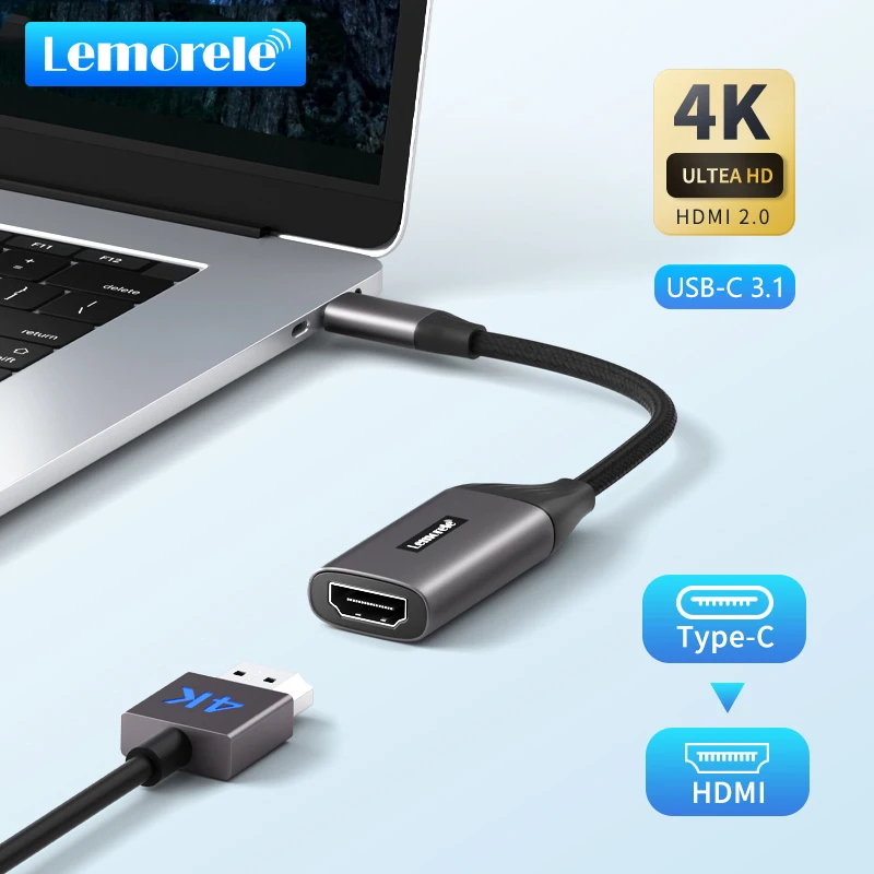 Lemorele L11 Hub USB USB C do HDMI 4k @ 30hz Adapter wyświetlacza do macbooka Pro Air iPad Pro Samsung Galaxy S21 S20 USB-C HDMI Adapte