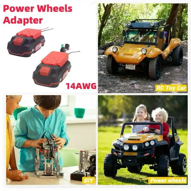 Electric Wheel Adapter for Parkside x20v Battery w/fuse Holder And Switch Terminal Block 14AWG Wire For Remote Control Car Toy