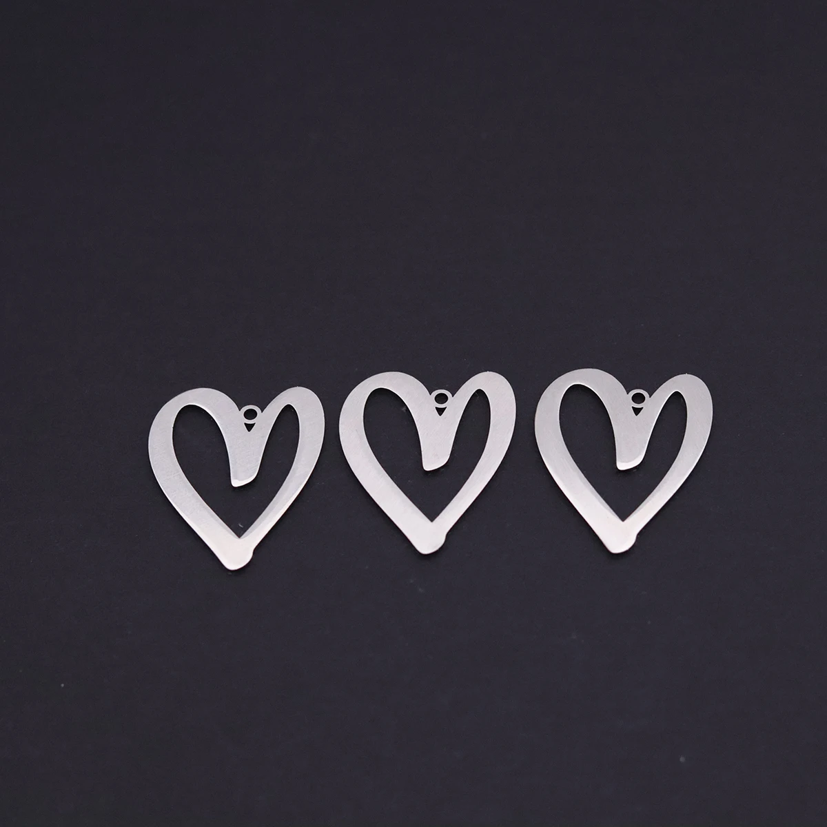 3pcs Abstract Open Heart Charms For Jewelry Making Stainless Steel DIY Bracelet Earring Necklace Pendant Accessory