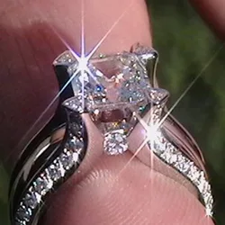 NEW Fashion Wedding Ring For Women Micro Paved  Zircon Finger Rings Female Engagement Jewelry Accessories
