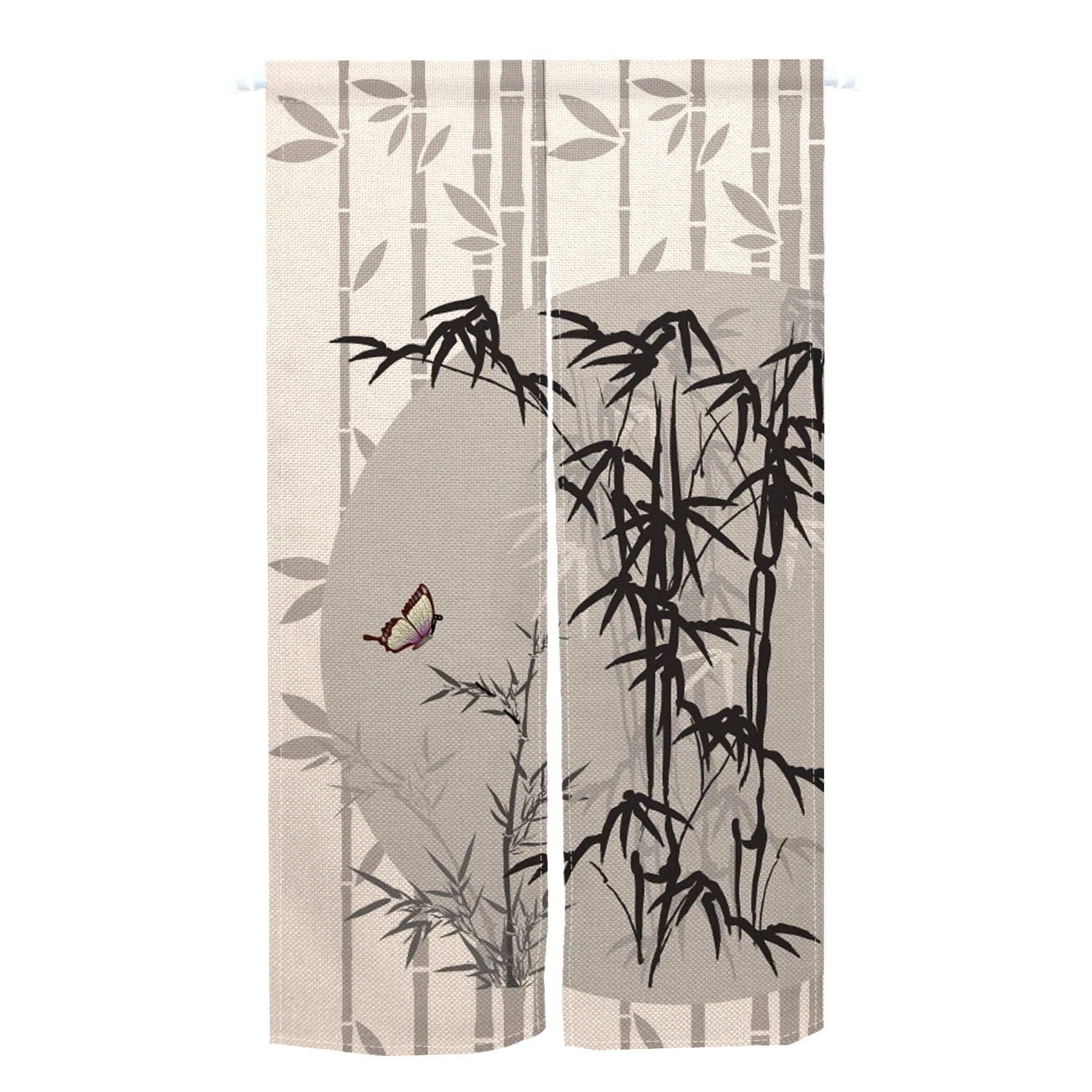 Green Leaves Door Curtains Japanese Room Divider Hanging Noren Kitchen Bedroom Entrance Door Decorative Noren Linen Curtain