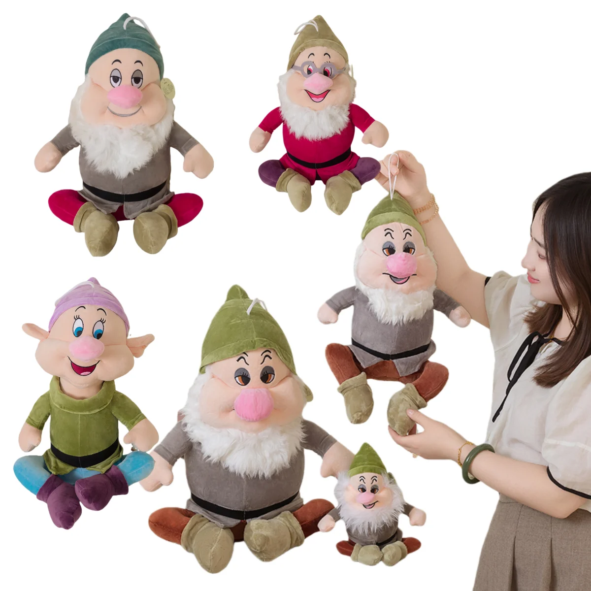 

Плюшевая игрушка-подушка «Сказочные семеро гномов»: Док Груминг, Снизи, Бешьюл, Допи. Подарок для детей.