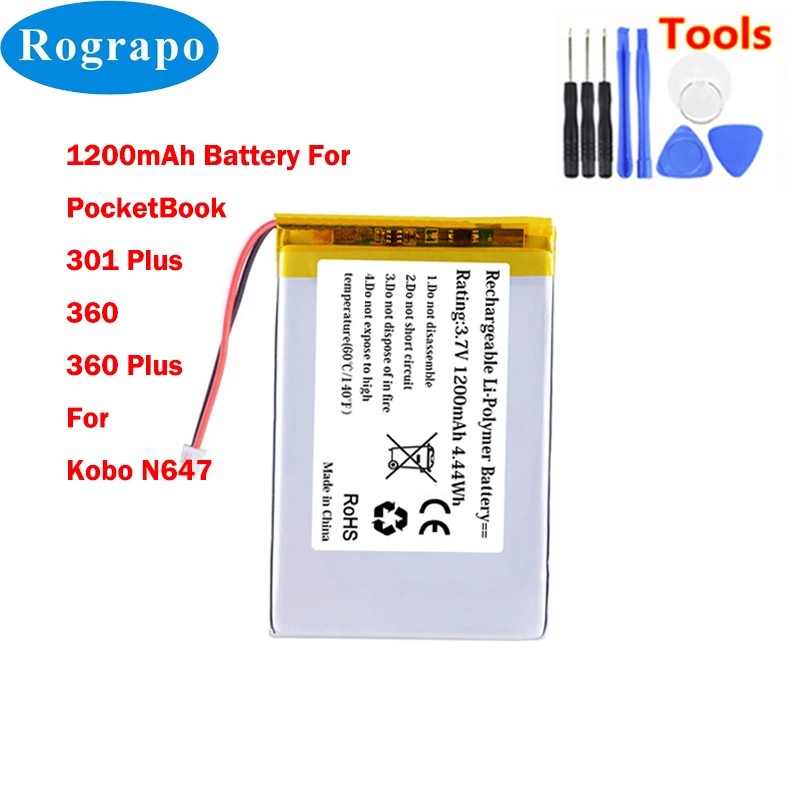 New 3.7V 1200mAh Li-Polymer Battery For PocketBook 360 360+ PocketBook 301 PocketBook 301 Plus For Kobo N647