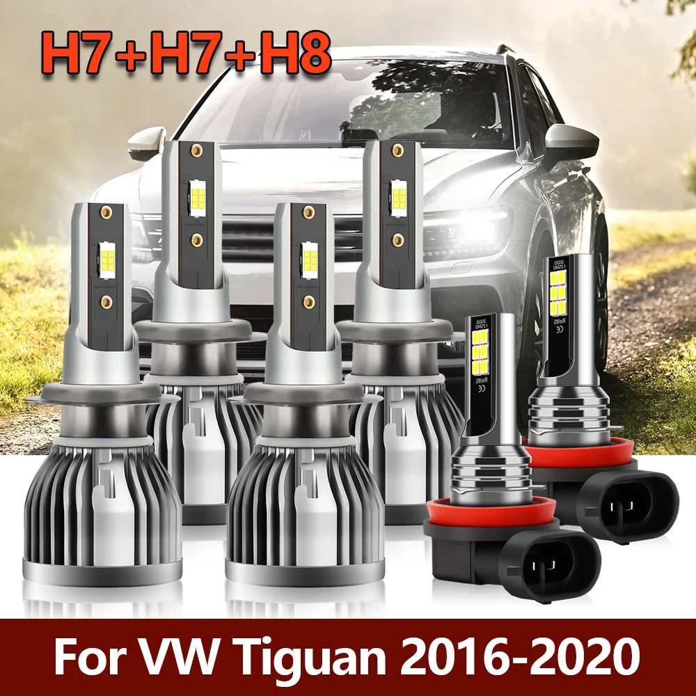 

6x LED Headlight Bulbs H7 High Low Brightness CSP Lights+Fog H8 H9 H11 Combo Lamps Kit For VW Tiguan 2016 2017 2018 2019 2020