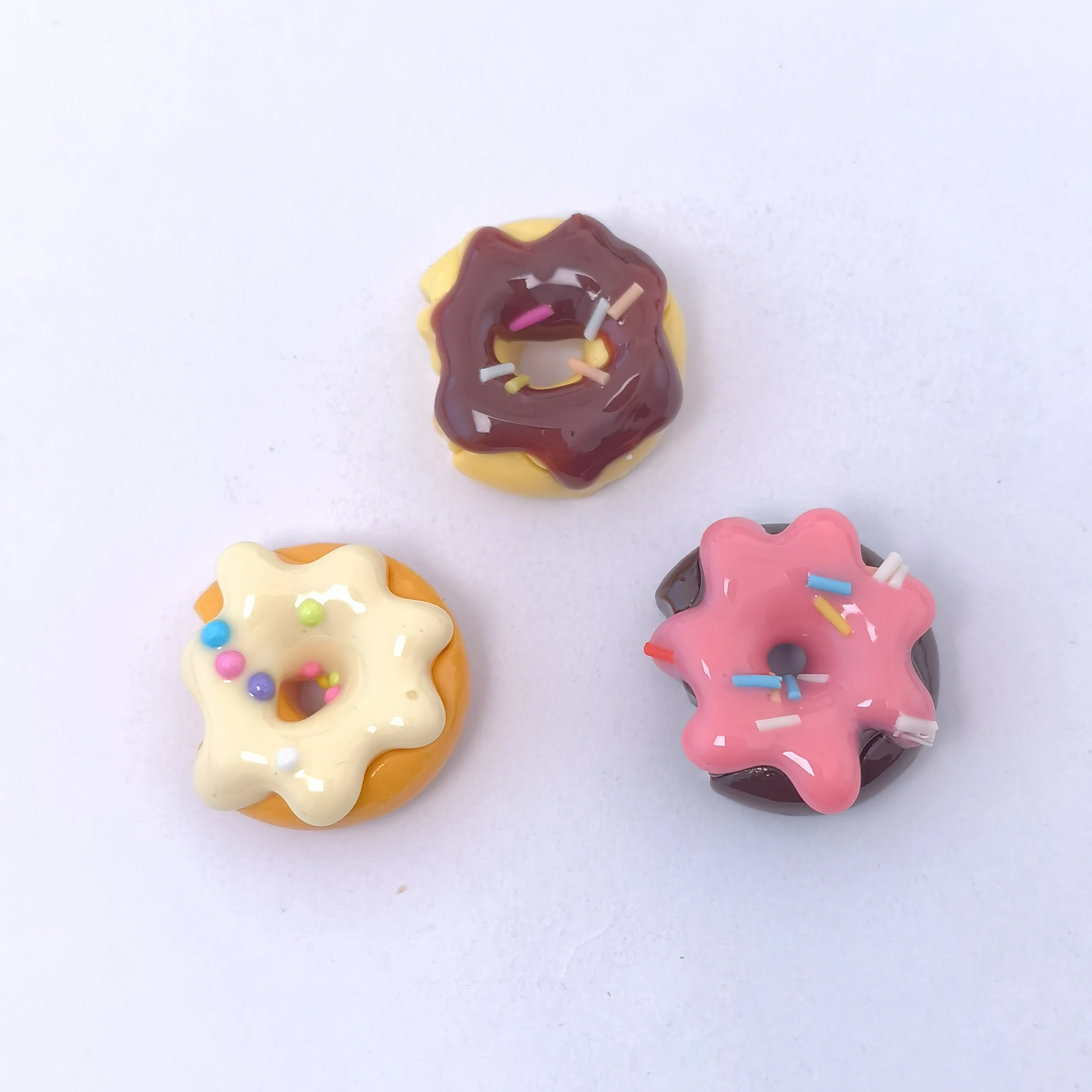 Kawaii Simulation Miniature Chocolate Donuts Resin Flat Back Cabochon for Dollhouse DIY Scrapbooking