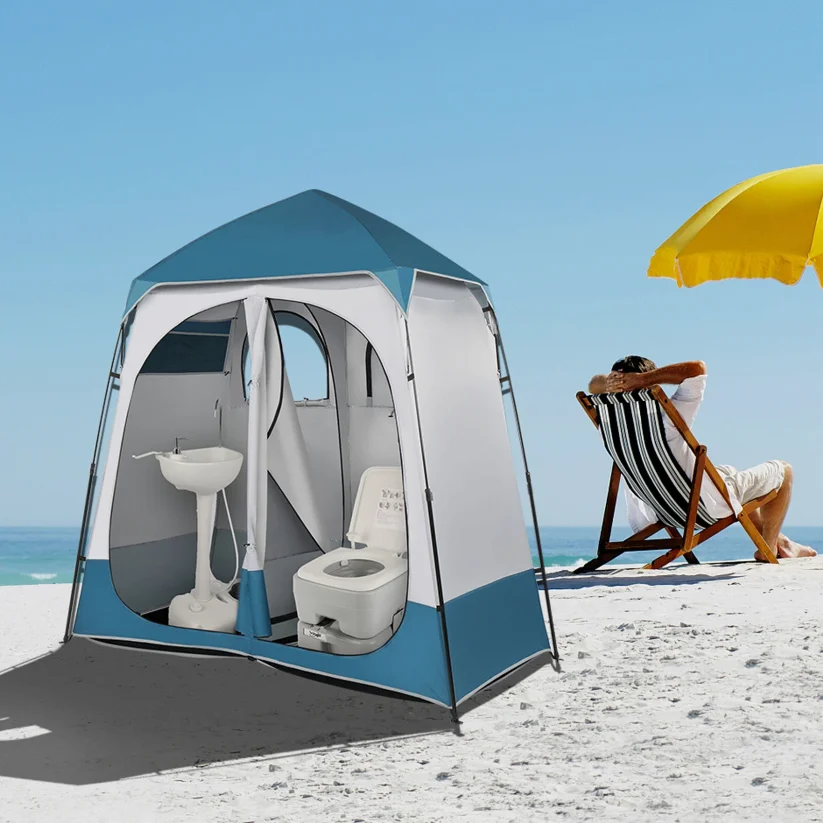 Portable Movable Pop up Tent Shower Tent Outdoor Privacy Toilet & Changing Double Roompromote sales