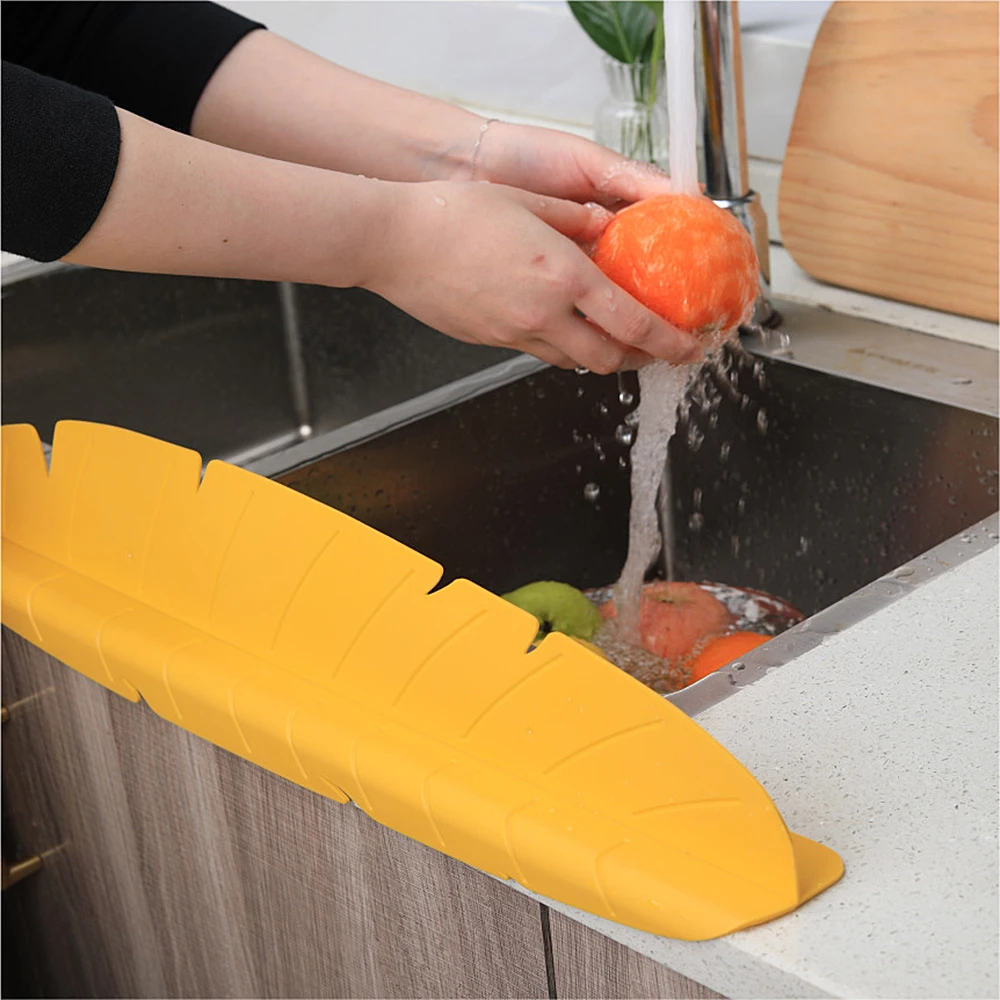 Banana Leaf Pool Sink Washbasin Side Flap Suction Cup Anti-splash Water Wash Vegetable Retaining Strip