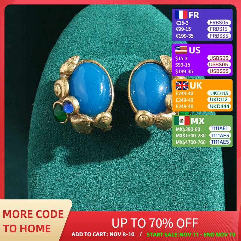 

Винтажные овальные ретро синие натуральные серьги-гвоздики для женщин, аксессуары золотого цвета, антикварные ювелирные изделия, Новое поступление, корейский 2025 г.