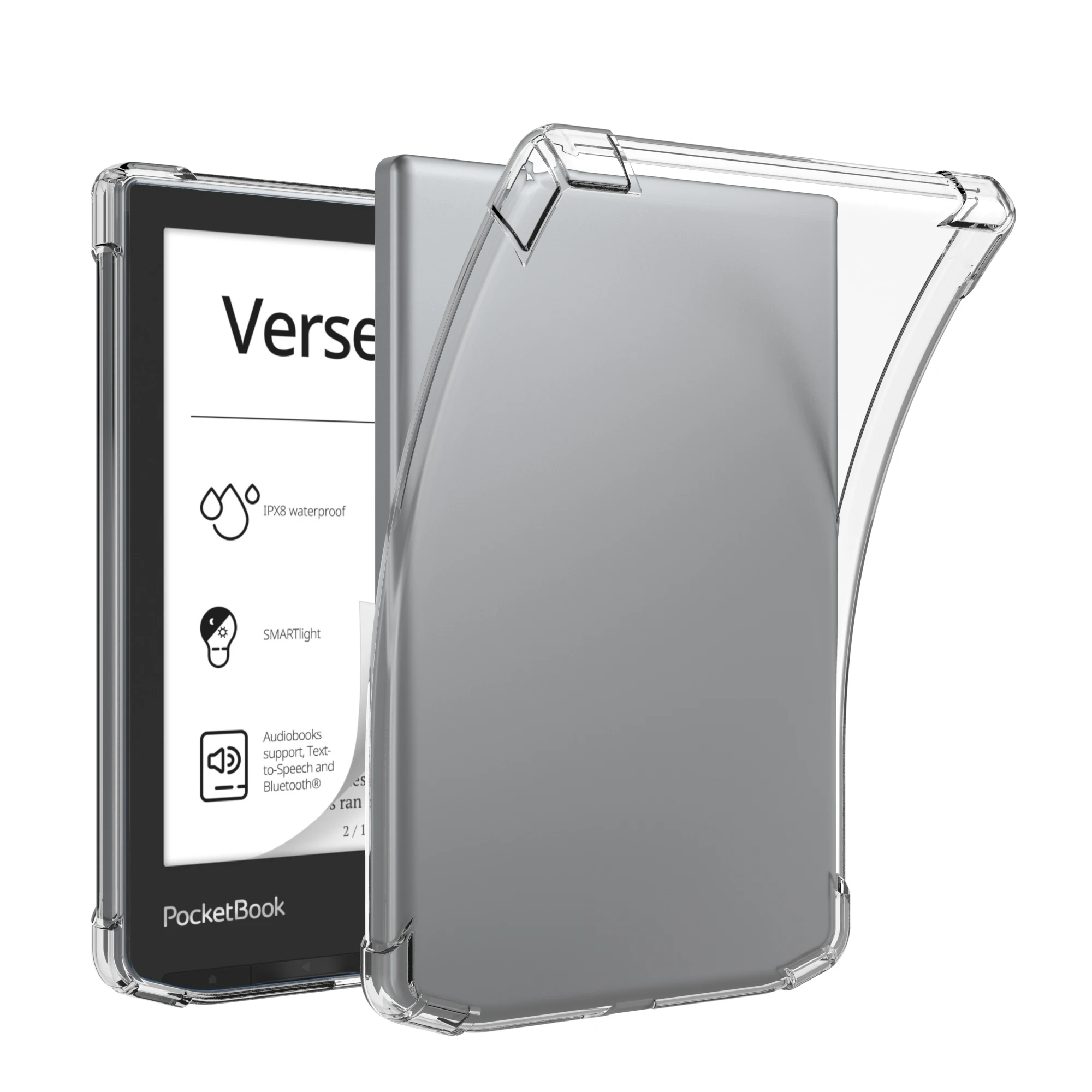 Durchsichtige Hülle für 6" Pocketbook 629 Verse/634 Verse Pro Color E-Reader – dünne, leichte, transparente, flexible, weiche Rückseite