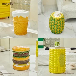 Creative Footstool Shoe Changing Stool Hamburger/corn/biscuit/pineapple/ice Cream/USD/apple/cheese Decorative Stools Furniture