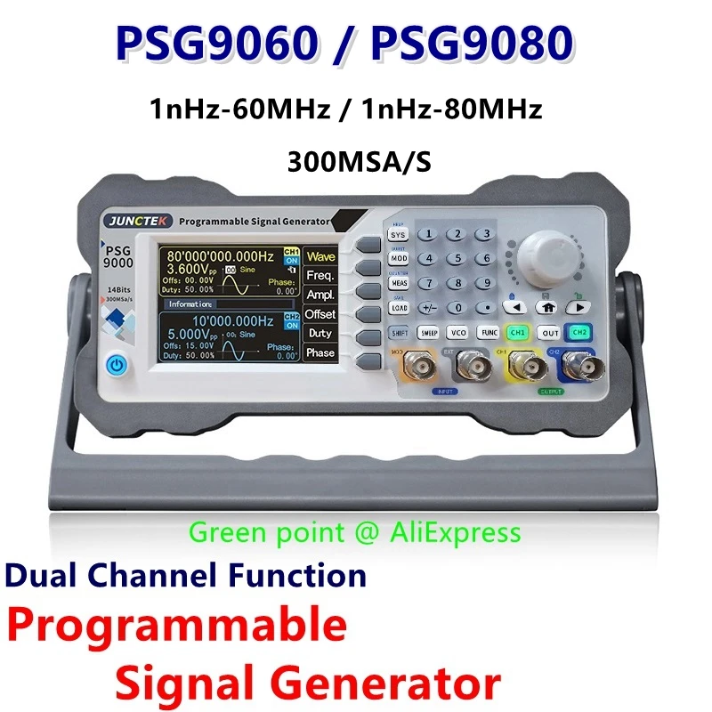 JUNCTEK PSG9060 Signal Generator 60MHz/80MHz Programmable Arbitrary Waveform Frequency 300MSa/S PSG9080 Counter DDS 2 Function