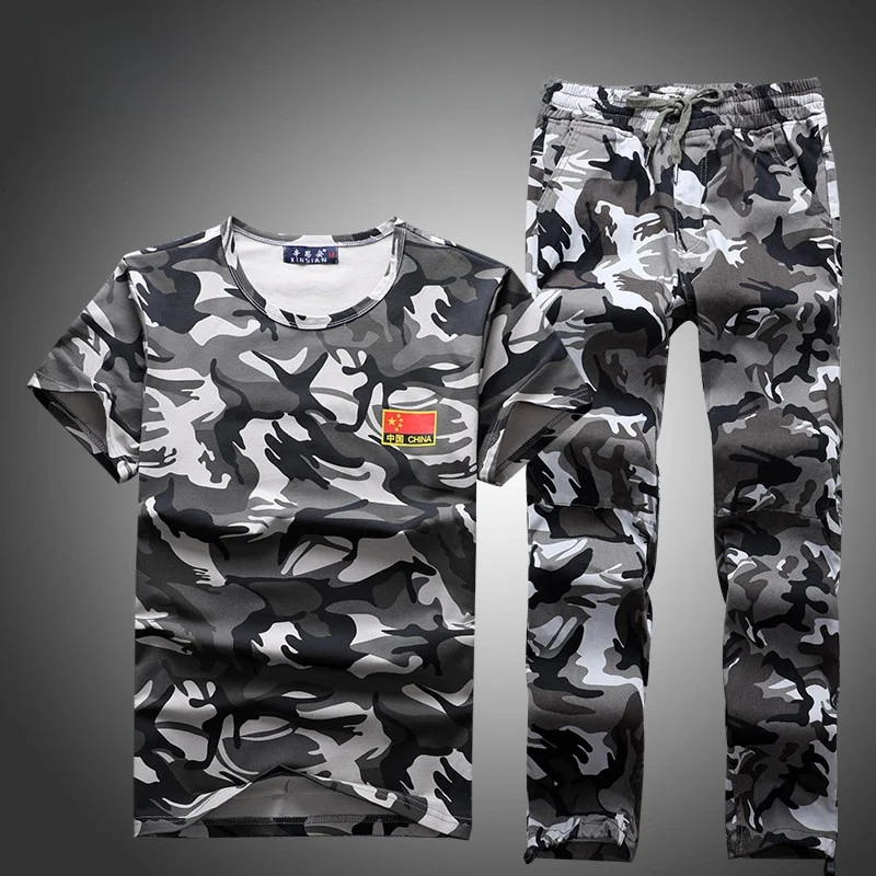 Summer Camouflage Uniform Set Men's Trendy Short Sleeve Thin Military Style Workwear Student Training Physical Fitness Suit - view 3