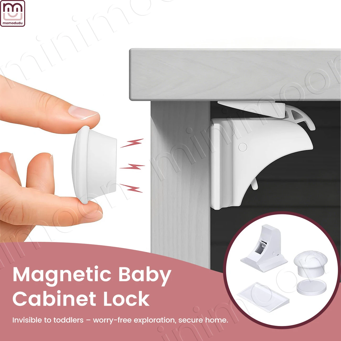

Magnetic Baby Cabinet Locks, Invisible No-Drilling Child Safety Latches for Drawers & Cabinets