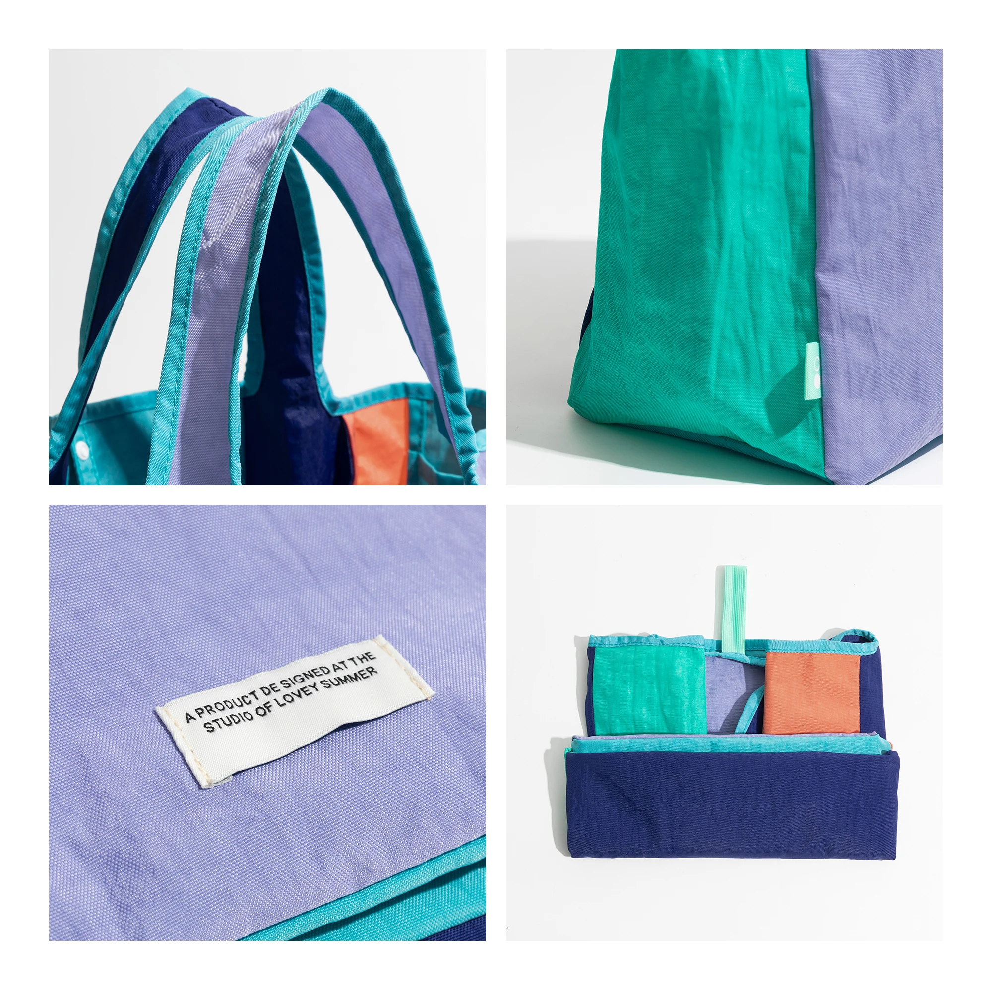 MABULA-Sacs de Shopping Réutilisables Lavables et Pliables pour Femme, Sac à Main Épicerie observateur, Lettre Brodée, Cuillère Colorée, Friendly