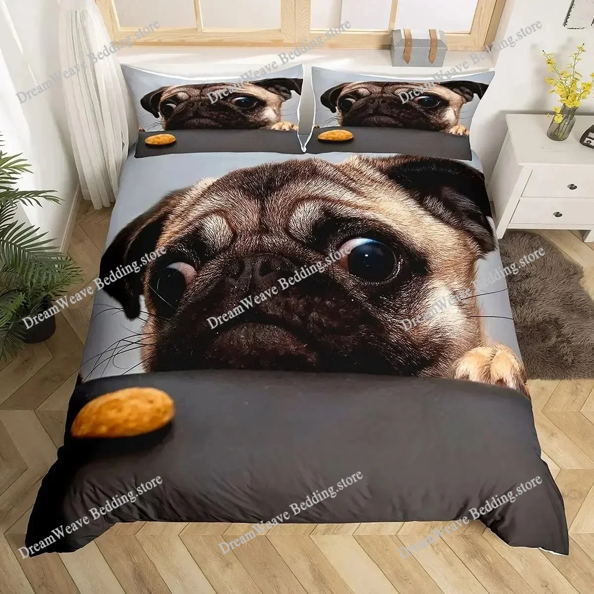 3D Print Dog Duvet Cover Set King Police Dept Dog Bedding Set Animal Theme Comforter Cover for Kids Boys Fashion Quilt Cover