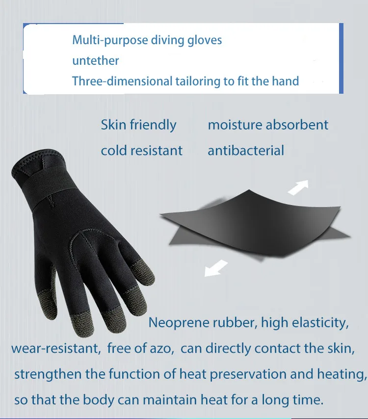 3mm verdicken Kevlar Tauchen Handschuhe kratzfest Fisch Jagd warme Handschuhe Deep Dive Unterwasser Speerfischen Skifahren Handschuhe – Detail 6